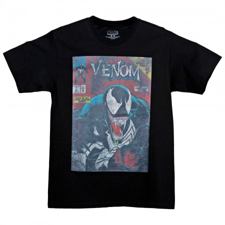 Venom Lethal Protector Distressed Comic Cover Men's T-Shirt